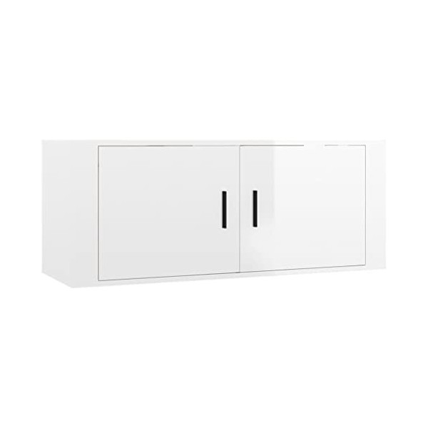 vidaXL Meuble TV Mural Blanc Brillant 100x34,5x40 cm