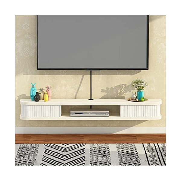 StrOux Meuble TV Flottant Meuble TV Mural Étagère TV Centre de Divertissement Console multimédia en Bois Meuble de Rangement 