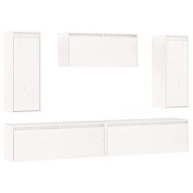 Générique Meubles TV 5 pcs Blanc Bois Massif de pin,42.55 KG,3100245, Meubles, Meubles TV