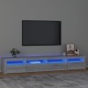Meuble TV, Banc TV Support de Télévision Table TV Bas Armoire Basse Meuble TV avec lumières LED Sonoma Gris 240x35x40 cm