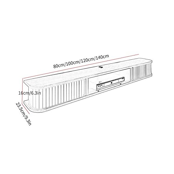 Meuble TV flottant à fixation murale – Étagère de rangement de divertissement de 140 cm avec 2 tiroirs – Meuble TV mural mode