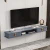 Uvency Étagère Tv Murale Centre de Divertissement Meuble Tv Flottant En Bois Console Média Meuble de Rangement Moderne Suspen