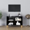 WIFESE Meuble TV avec Pieds en Bois Massif Noir 69,5x30x50 cm Buffet Style Scandinave Armoire TV Support de TV Salon Table TV