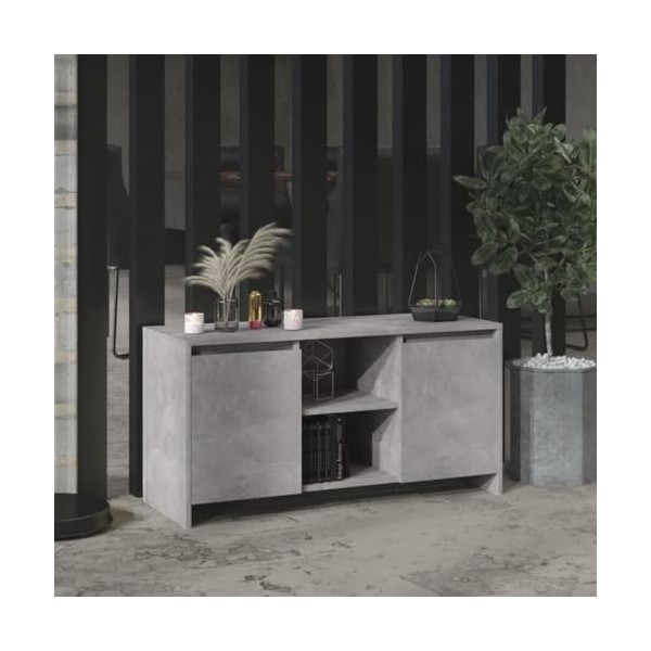 RAUGAJ Centres de divertissement et meubles TV - Meuble TV - Gris béton - 102 x 37,5 x 52,5 cm - Bois dingénierie