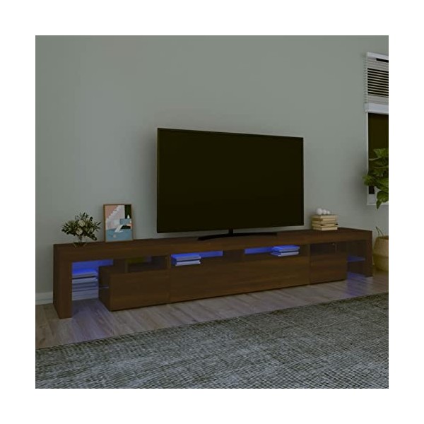ZEYUAN Meuble TV avec lumières LED Chêne Marron 260x36,5x40 cm,Meuble TV,Meuble TV Moderne,Meuble de Salon