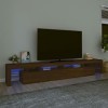 ZEYUAN Meuble TV avec lumières LED Chêne Marron 260x36,5x40 cm,Meuble TV,Meuble TV Moderne,Meuble de Salon