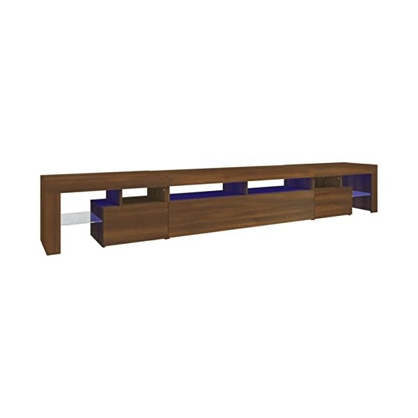 ZEYUAN Meuble TV avec lumières LED Chêne Marron 260x36,5x40 cm,Meuble TV,Meuble TV Moderne,Meuble de Salon