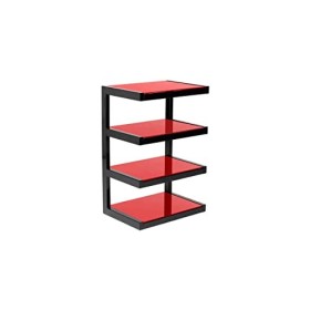 Norstone Esse Hi-Fi Noir Brillant et Verre Rouge - Meuble Hifi