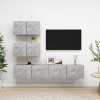 Tidyard Ensemble de Meuble TV Lot de 4 Gris béton Aggloméré, Banc TV avec Compartiments de Stockage, Montage Mural Support de