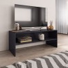 homiuse Meuble TV Gris Brillant 100x40x40 cm Aggloméré Bibliothèque Style Classique Support de TV Table TV Meuble Salon Armoi