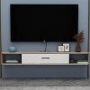 MABIBI Meuble TV flottant, meuble TV mural à un tiroir, design à clapet avec trous pour fils, pour vidéoprojecteur, boîte de 