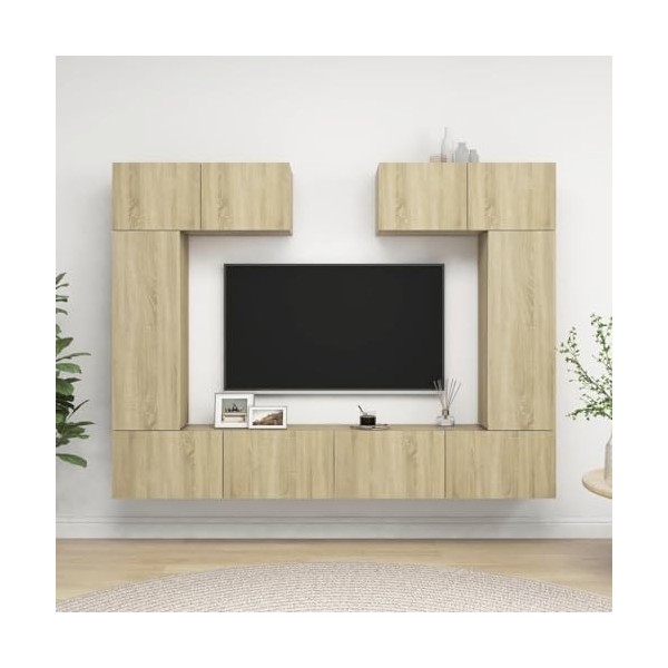 Générique Ensemble de Meuble TV 6 pcs Chêne Sonoma Aggloméré,82.3 KG,3079014, Meubles, Meubles TV