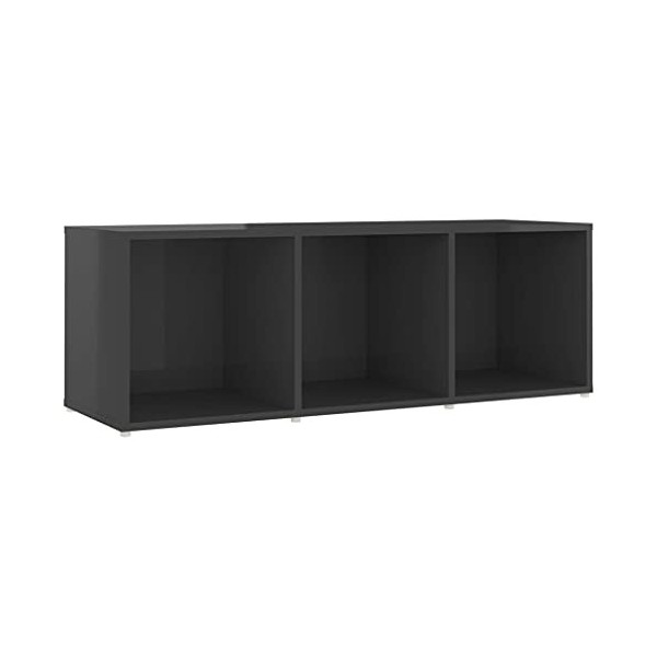 Meuble TV | Style Contemporain | Rangement matériel télé Audio Video Gaming | 107x35x37cm Gris Brillant