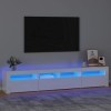 Camerina Meuble TV avec lumières LED Blanc Brillant 210x35x40 cm,Meuble TV,Meuble TV Moderne,Meuble de Salon