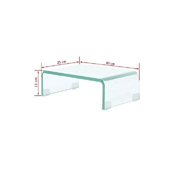 vidaXL Meuble TV de Salon Support pour Moniteur 40x25x11 cm Verre Transparent