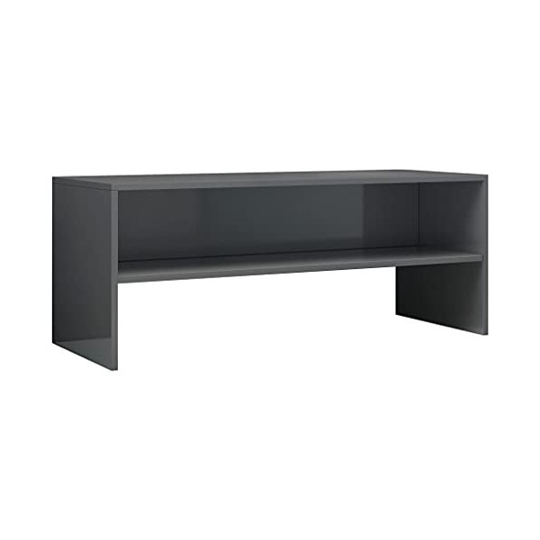 Meuble TV | Style Elégance | Rangement matériel télé Audio Video Gaming | 100x40x40cm Gris Brillant