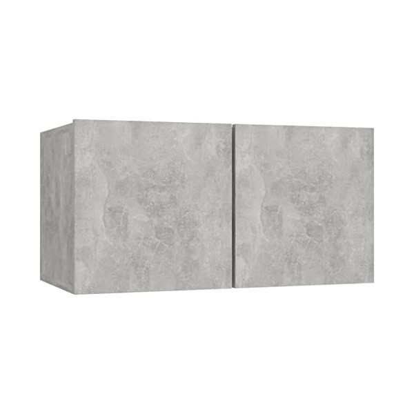 Meuble TV Suspendu | Style Contemporain | Rangement matériel télé Audio Video Gaming | 60x30x30cm Gris béton