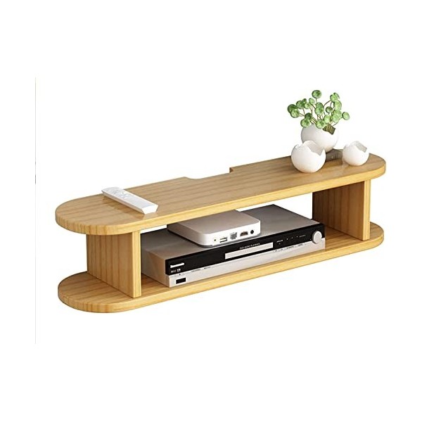 Uvency Support de Boîtier Décodeur En Bois Massif, Étagère Flottante Pour Composants de Meuble Tv, Console de Meuble Tv Mural