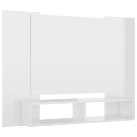 Meuble TV Murale | Style Elégance | Rangement matériel télé Audio Video Gaming | 120x23,5x90cm Blanc Brillant