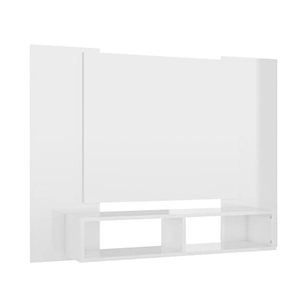 Meuble TV Murale | Style Elégance | Rangement matériel télé Audio Video Gaming | 120x23,5x90cm Blanc Brillant