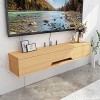 Meuble de Rangement TV Mural, Meuble TV Flottant en Bois Massif Mat, pour Bureau à Domicile Boîtes de Câbles Routeurs Lecteur