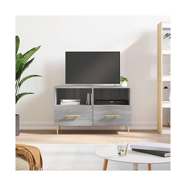 TEKEET Centres de divertissement et meubles TV - Meuble TV - Gris Sonoma - 80 x 36 x 50 cm - En bois dingénierie