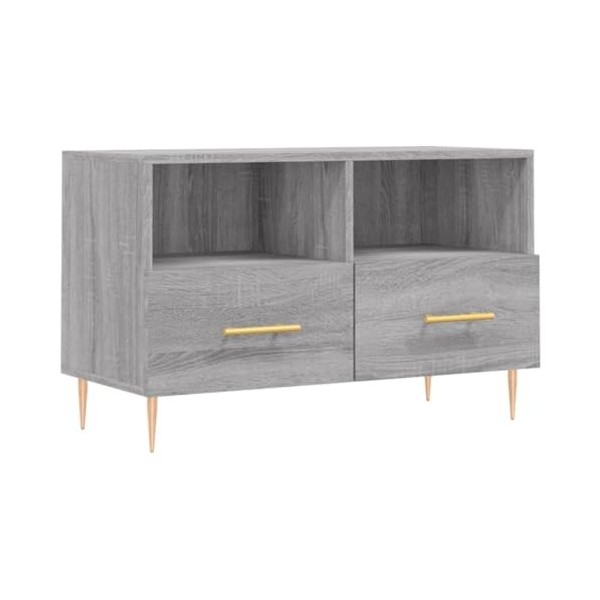 TEKEET Centres de divertissement et meubles TV - Meuble TV - Gris Sonoma - 80 x 36 x 50 cm - En bois dingénierie