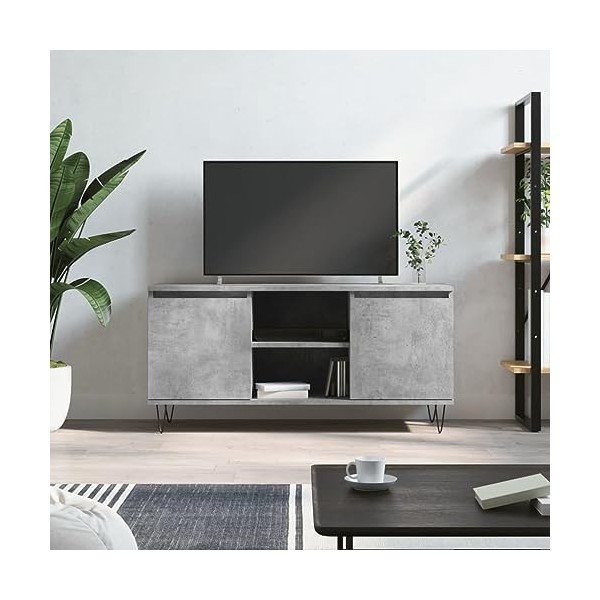 TEKEET Centres de divertissement et meubles TV - Meuble TV - Gris béton - 104 x 35 x 50 cm - Bois dingénierie