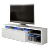 PEGANE Meuble TV avec LED Coloris Blanc Brillant - 43 x 150 x 41 cm