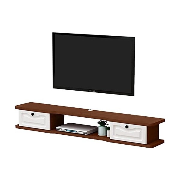 EsEntL Étagère vidéo Murale avec 2 Portes, Meuble TV Flottant, Console multimédia Murale, Meuble TV 120/140 cm/C/120 cm