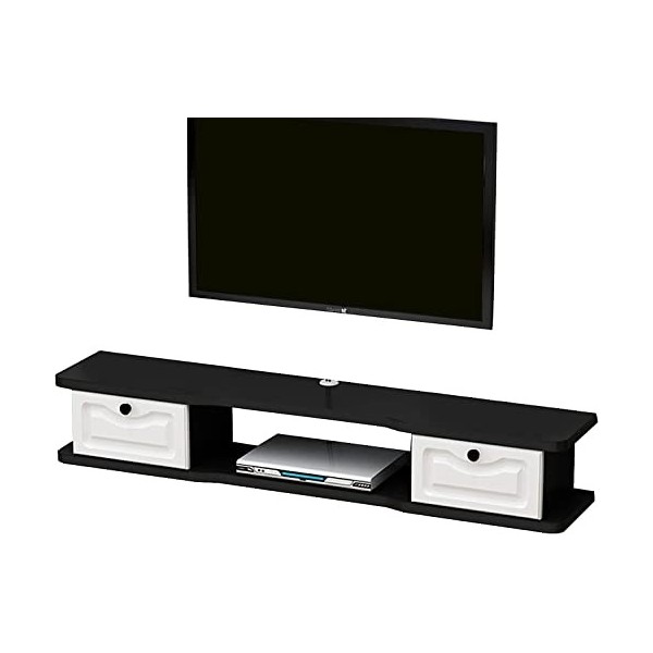EsEntL Étagère vidéo Murale avec 2 Portes, Meuble TV Flottant, Console multimédia Murale, Meuble TV 120/140 cm/C/120 cm