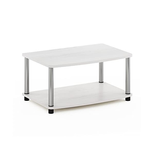 Furinno Turn-N-Tube No Tools Meuble TV surélevé à 2 Niveaux, Bois Dense, Chêne étages, Chãªne Blanc/Chrome, 2 Ãtages