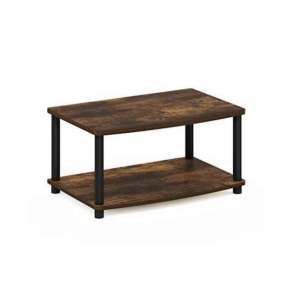 Furinno Turn-N-Tube No Tools Meuble TV surélevé à 2 Niveaux, Bois Dense, Chêne étages, Chãªne Blanc/Chrome, 2 Ãtages