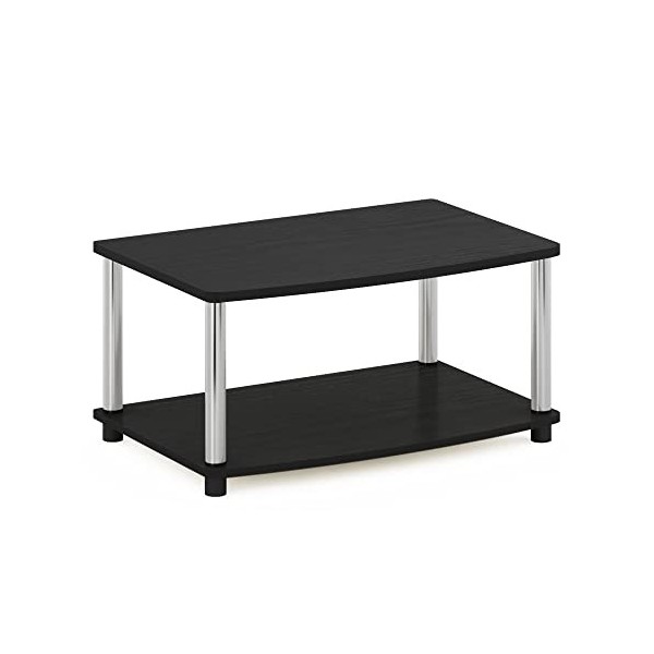 Furinno Turn-N-Tube No Tools Meuble TV surélevé à 2 Niveaux, Bois Dense, Chêne étages, Chãªne Blanc/Chrome, 2 Ãtages