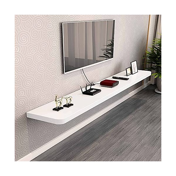 Meuble TV Meuble TV Flottant Console TV Suspendue, Meuble TV Mural en Bois Massif Mat, étagère de Rangement multimédia en Boi