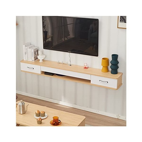 KiLoom Meuble TV Mural, Meuble TV Flottant, Console multimédia de Divertissement, étagères flottantes avec Porte, pour Niche 