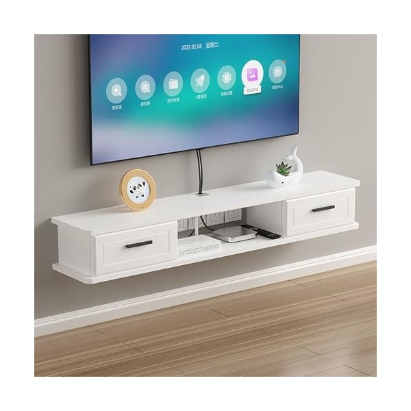 IAKAEUI Meuble TV Mural Support Télé Suspendu avec Étagères Fermées Espace de Rangement Flottante pour Salon Banc Télévision 