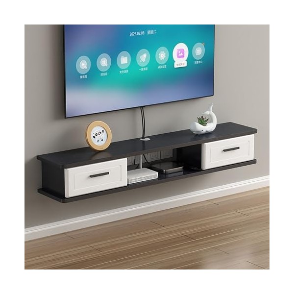IAKAEUI Meuble TV Mural Support Télé Suspendu avec Étagères Fermées Espace de Rangement Flottante pour Salon Banc Télévision 