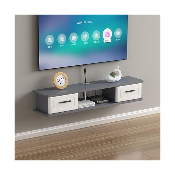 IAKAEUI Meuble TV Mural Support Télé Suspendu avec Étagères Fermées Espace de Rangement Flottante pour Salon Banc Télévision