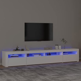 ZEYUAN Meuble TV avec lumières LED Blanc 240x35x40 cm,Meuble TV,Table Basse Salon Meuble TV,Table Basse LED Couleurs