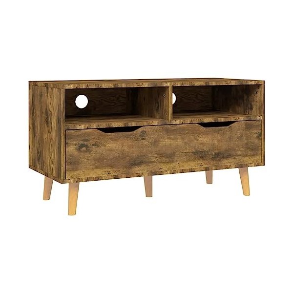 Meuble TV Chêne fumé 90x40x48,5 cm Bois dingénierie