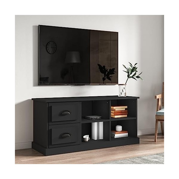 TOYOCC Home & Garden Meuble TV en bois dingénierie Noir 102 x 35,5 x 47,5 cm