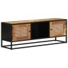 Meuble TV, Banc TV Support de Télévision Table TV Bas Armoire Basse Meuble TV 110x30x40 cm Bois Massif de manguier Brut et Fe