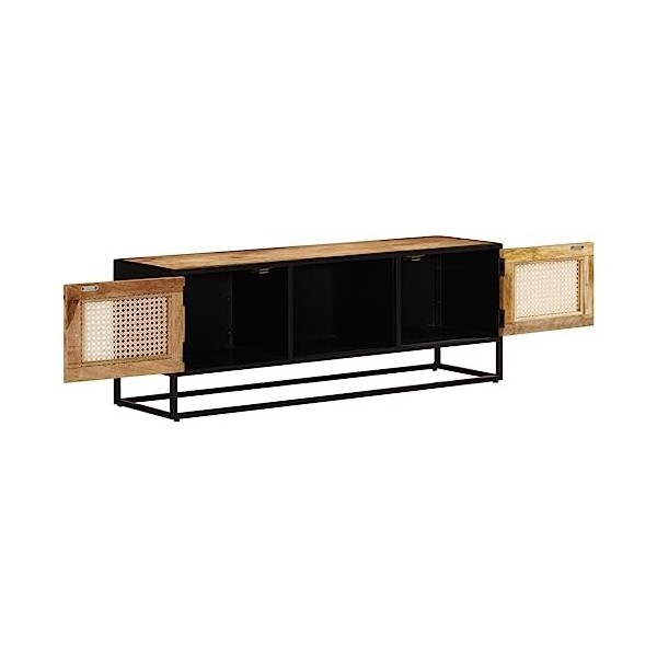 Meuble TV, Banc TV Support de Télévision Table TV Bas Armoire Basse Meuble TV 110x30x40 cm Bois Massif de manguier Brut et Fe