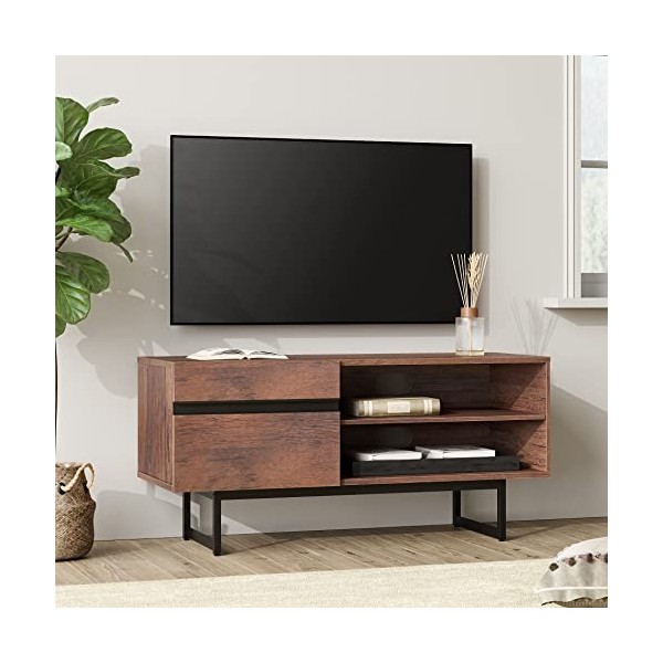 WAMPAT Meuble TV Universel jusquà 39" Support TV avec 2 Compartiments, Centre de Divertissement Console TV Moderne avec Rang