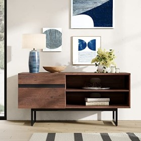 WAMPAT Meuble TV Universel jusquà 39" Support TV avec 2 Compartiments, Centre de Divertissement Console TV Moderne avec Rang