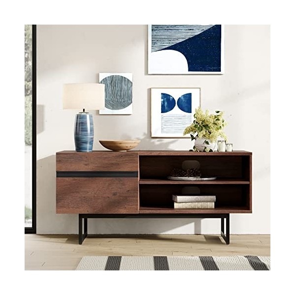 WAMPAT Meuble TV Universel jusquà 39" Support TV avec 2 Compartiments, Centre de Divertissement Console TV Moderne avec Rang