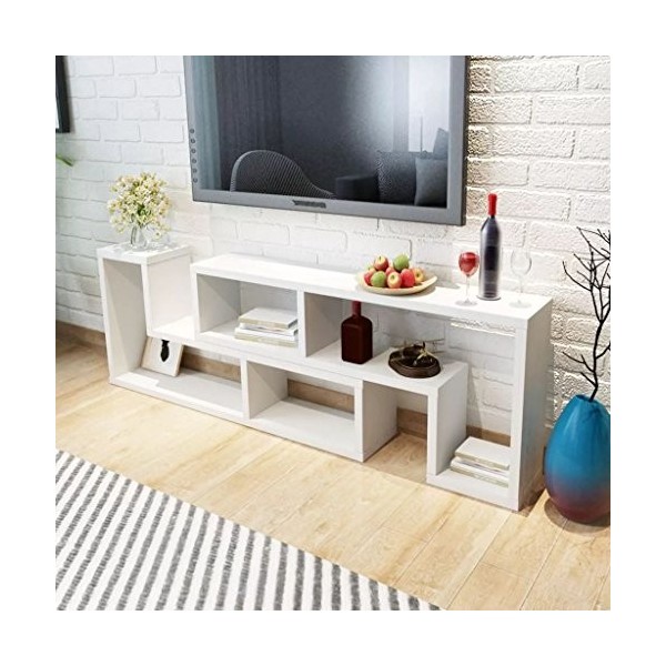 GoodWork4UEu Meuble TV Double en Forme de L Blanc Meubles Meubles Audio/vidéo et pour Home cinéma