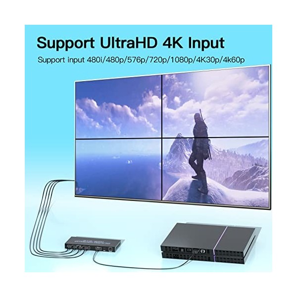 2 x 2 x contrôleur mural vidéo, entrée 4k/60 Hz, sortie 1080p, processeur mural vidéo HDMI, 2 x 1 3 x 1 4 x 1 1 x 2 1 x 3 1 x