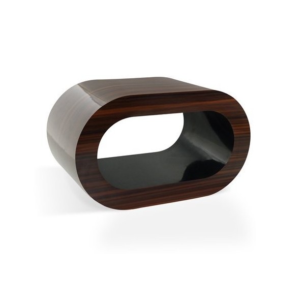 Zespoke Design Retro Noyer Rayé et Le Café Cerceau Noir Table/Meuble TV Différentes Tailles